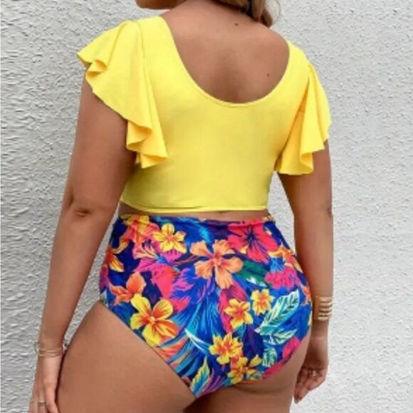 Plus Size Boho Tankini Swimsuit Set - Picture 3 of 13